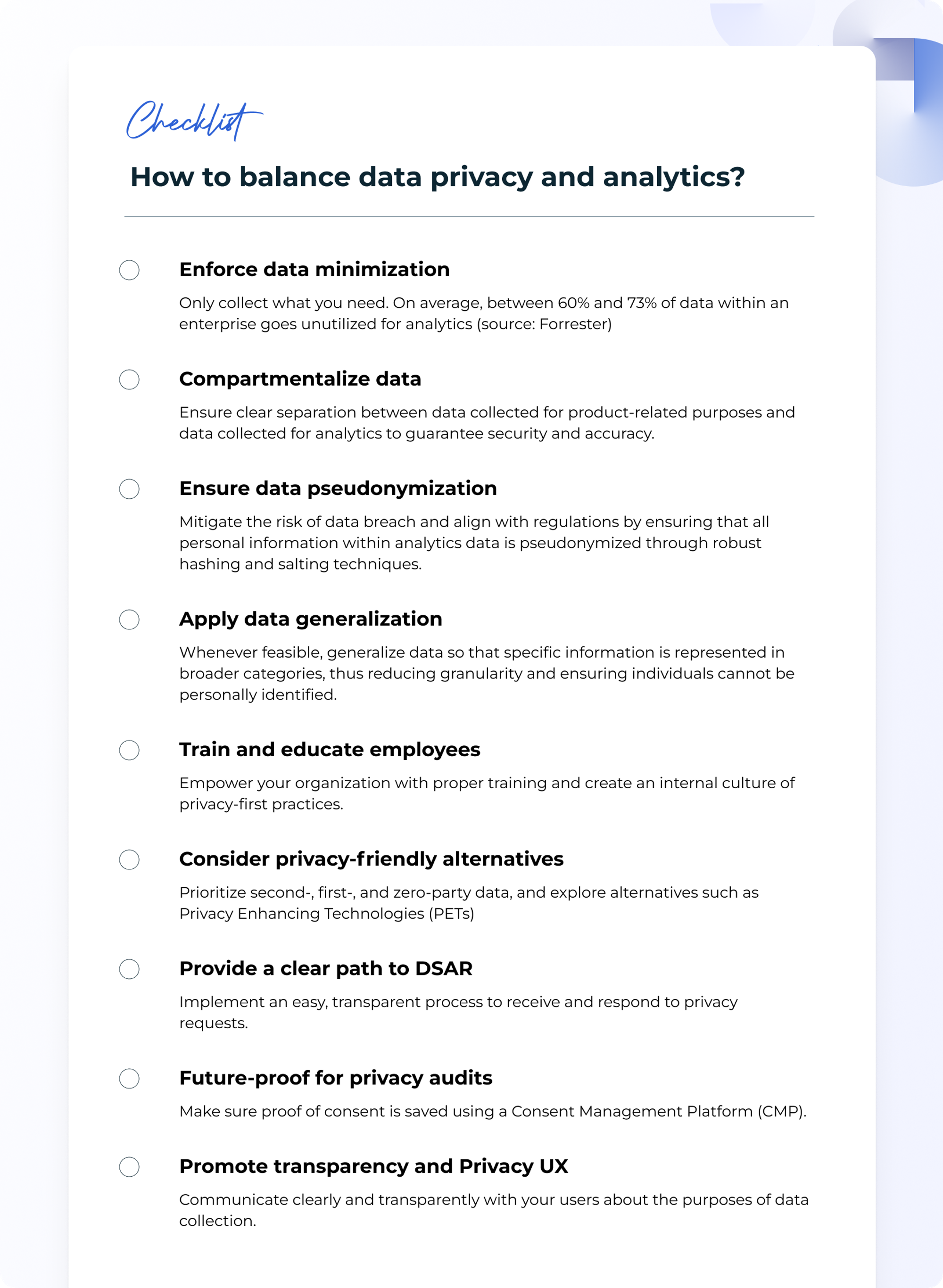 Didomi - data privacy and analytics checklist