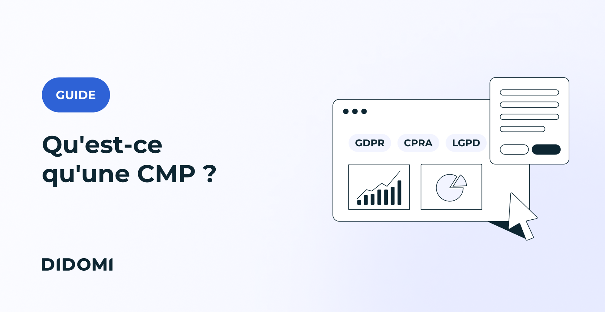 Dessin représentant les parametres d'un site, avec le titre de l'article "Qu'est ce qu'une CMP?"